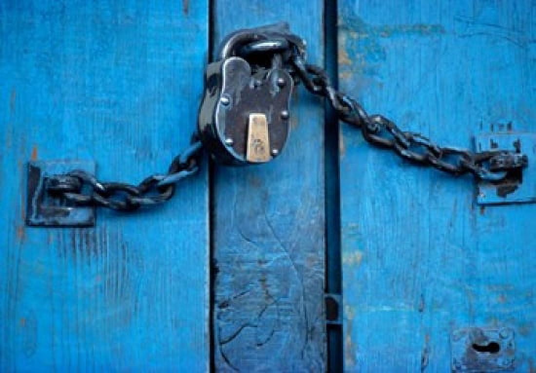 India Ladakh Kargil Padlock on blue door Canvas Art - Ric Ergenbright DanitaDelimont (26 x 18)