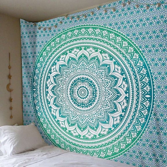 India Mandala Tapestry Wall Hanging Macrame Wall Cloth Tapestries Psychedelic Night Sky Moon Tapestry Wall Carpet