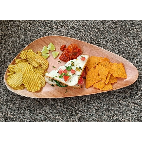 India Meets India Acacia Wooden Serving Tray [Brown] Triangle Shaped Serving Tray for Snacks/Dry Fruits/Candy/Hot & Cold Beverages Serveware Tray, Acacia Wooden Tray, 14 x 7 INCHES