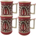 thumbnail image 1 of India Meets India Ceramic Beer Mug 500 ML Handicraft By Awarded Indian Artisan (4, Red), 1 of 5