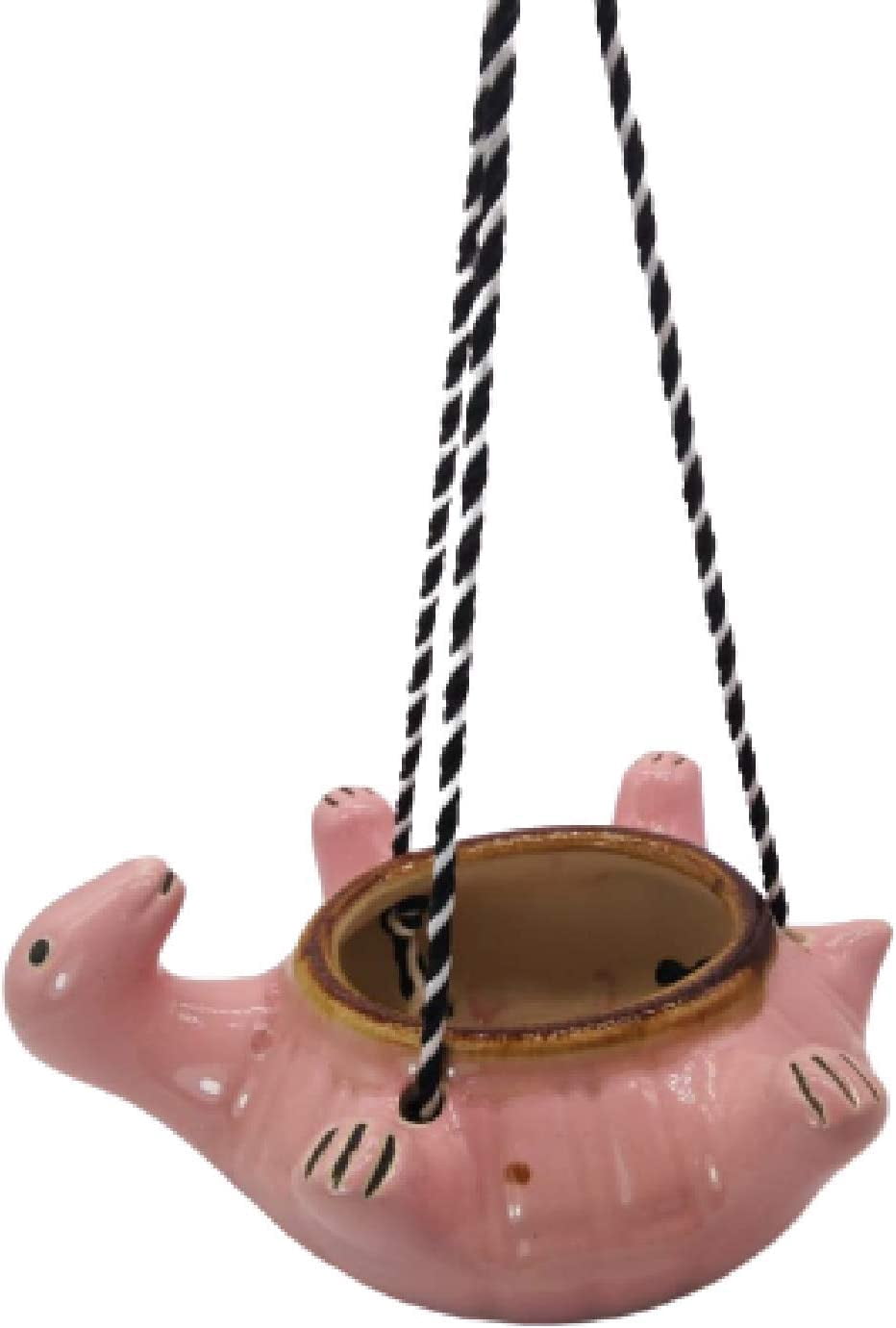 India Meets India Ceramic Hanging Planter Pot Flower Pot Indoor Planter Handicraft by Awarded Indian Artisan (Turtle, Pink)