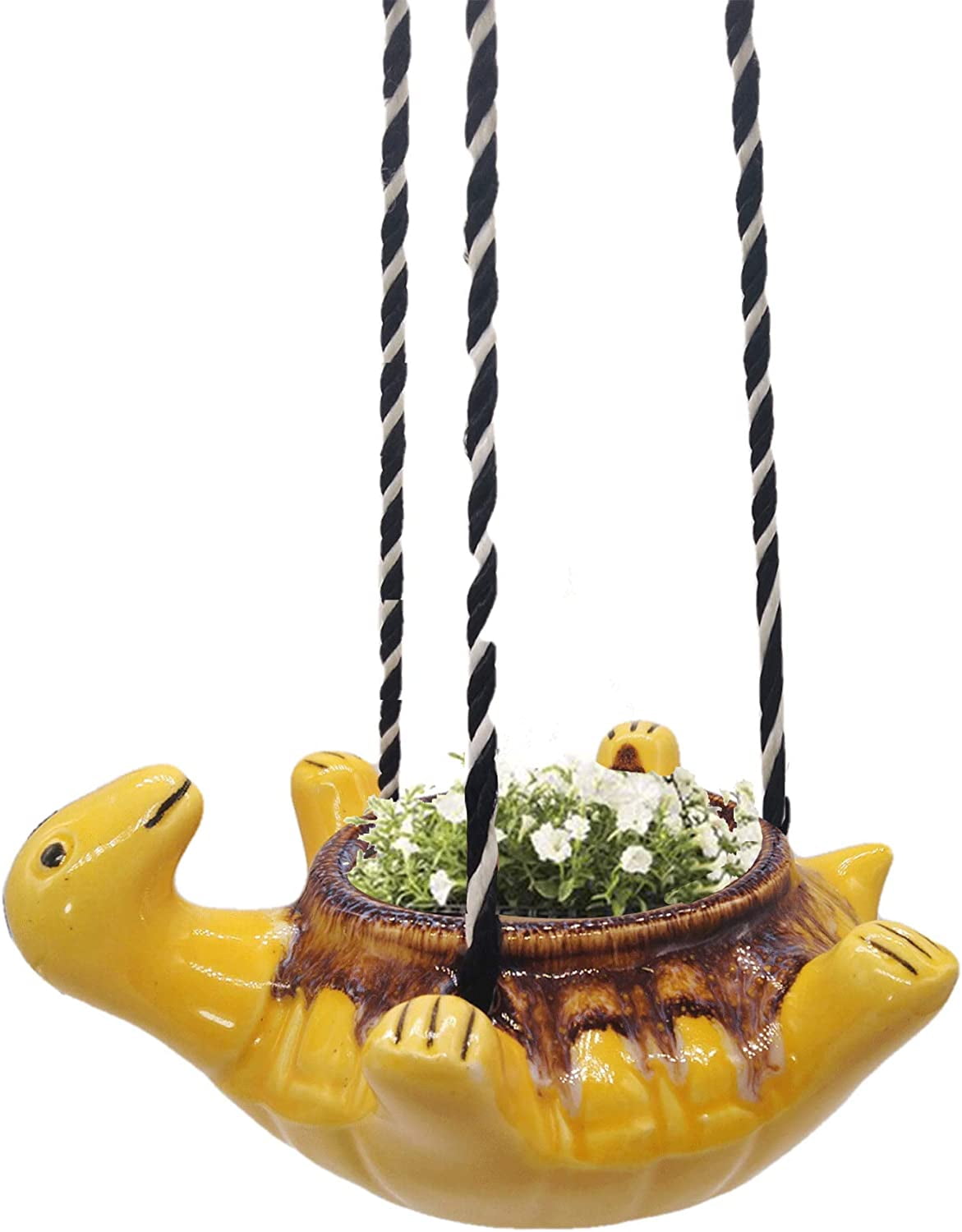 India Meets India Ceramic Hanging Planter Pot Flower Pot Indoor Planter Handicraft by Awarded Indian Artisan (Turtle)