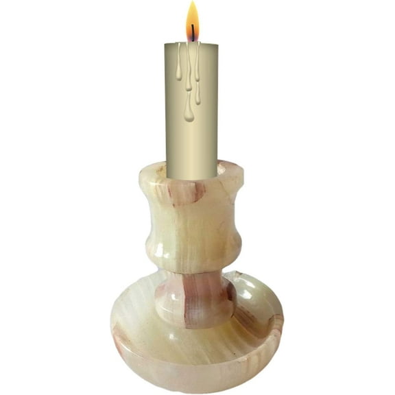India Meets India Christmas Handicraft Onyx Marble Pillar Candle Holder 3.5", Best Gifting, Made by Awarded Indian Artisan