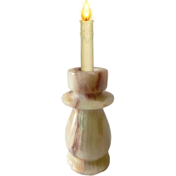 India Meets India Christmas Handicraft Onyx Marble Pillar Candle Holder 4", Best Gifting, Made by Awarded Indian Artisan