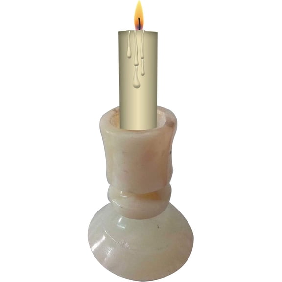 India Meets India Christmas Handicraft Onyx Marble Pillar Candle Holder 4", Best Gifting, Made by Awarded Indian Artisan