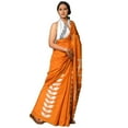 thumbnail image 1 of India Meets India Ethnic Indian Women's Soft Handblock Cotton Designer Mulmul Sarees (Orange), 1 of 1