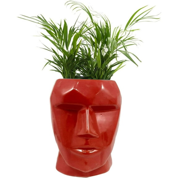 India Meets India Flower Vase Man Shape Ceramic Handmade Planter | Pot | Planter | Home Decor | Khurja Pottery (Red, H-8.5 X Dia-4.5 Inch)