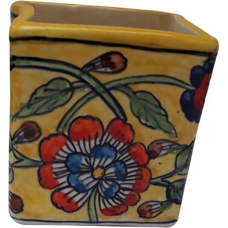 India Meets India Handicraft Ceramic Flower Pots Ceramic Planter Plant Pots Indoor Outdoor Planter, Best Gifting, Made by Awarded Indian Artisans