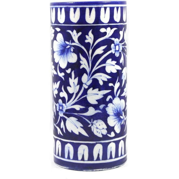 India Meets India Handicraft Ceramic Flower Vase, eco Friendly Cylindrical Shaped Pot Decorative Home, Offices, Best Gifting, Made by Awarded Indian Artisan