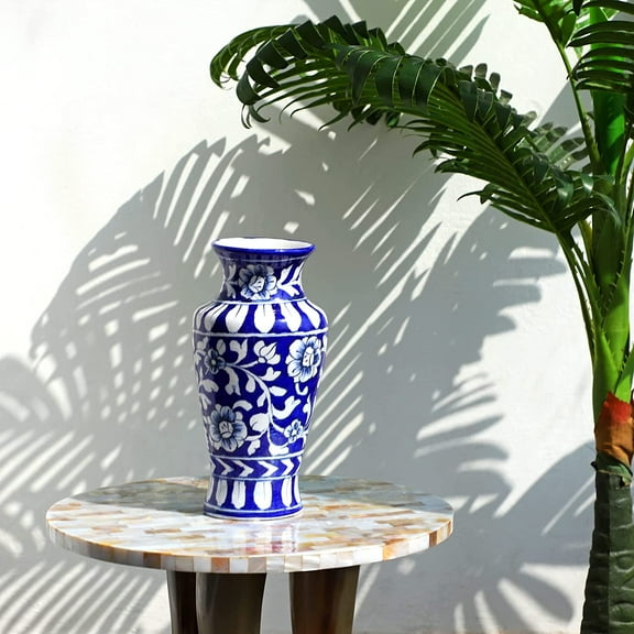 India Meets India Handicraft Ceramic Flower Vase, eco Friendly Pot Decorative Home, Offices, Best Gifting, Made by Awarded Indian Artisan