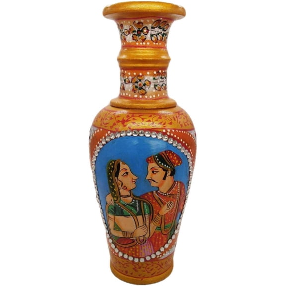 India Meets India Handicraft Flower Vase with Antique Mughal Design Decorative Home, Offices, Best Gifting, Made by Awarded Indian Artisan