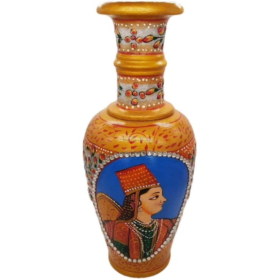 India Meets India Handicraft Flower Vase with Antique Mughal Design Decorative Home, Offices, Best Gifting, Made by Awarded Indian Artisan