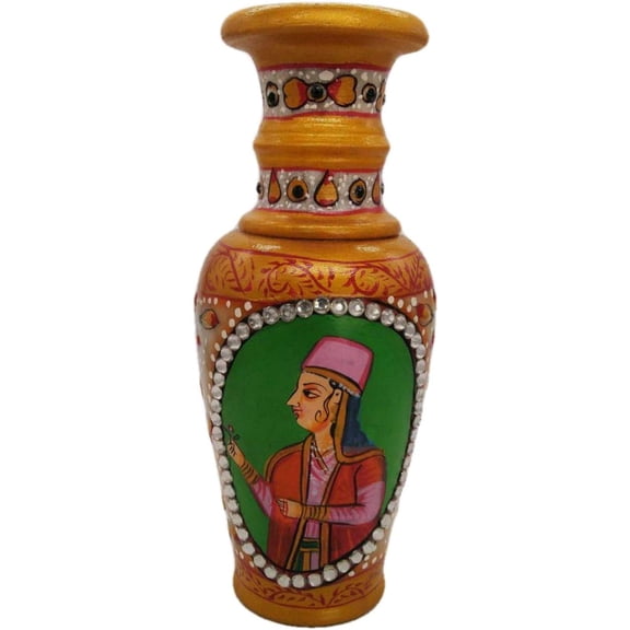 India Meets India Handicraft Flower Vase with Antique Mughal Design Decorative Home, Offices, Best Gifting, Made by Awarded Indian Artisan