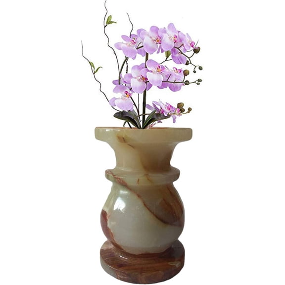 India Meets India Handicraft Flower Vase with Onyx Marble Decorative Home, Offices, Best Gifting, Made by Awarded Indian Artisan