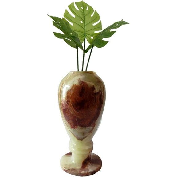 India Meets India Handicraft Flower Vase with Onyx Marble Decorative Home, Offices, Best Gifting, Made by Awarded Indian Artisan