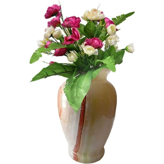 India Meets India Handicraft Flower Vase with Onyx Marble Decorative Home, Offices, Best Gifting, Made by Awarded Indian Artisan