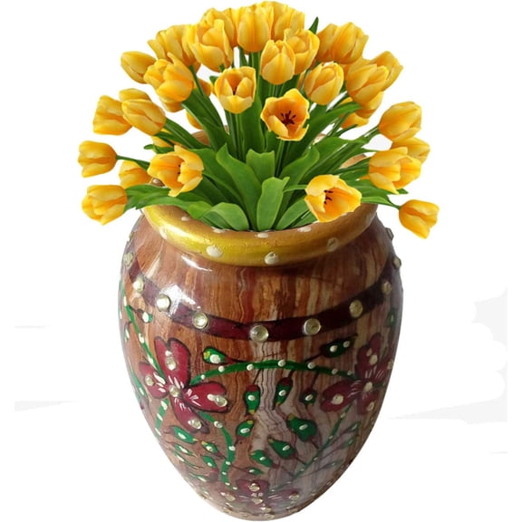India Meets India Handicraft Flower Vase with Onyx Marble Decorative Home, Offices, Best Gifting, Made by Awarded Indian Artisan
