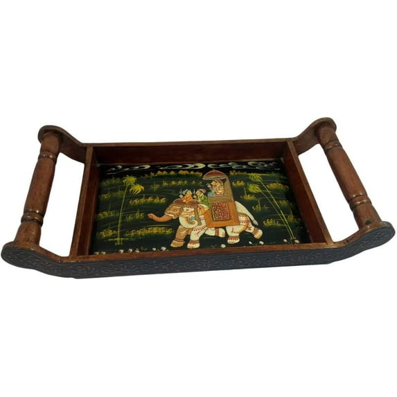 India Meets India Handicraft Wooden Serving Tray Serving Platter, Best Gifting, Made By Awarded Indian Artisan