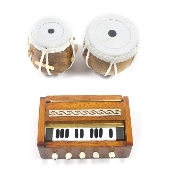 India Meets India Handmade Miniature wooden fridge magnets Tabla set, Harmonium best gifting showpiece collectible indian musical instruments