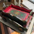 thumbnail image 1 of India Meets India Handmade Wooden Serving Tray w/ Hand Painted (Embossed) [Multi-Color], Kitchen/Table & Home Decor/Dinning/Gifts/Restaurants/Living Room/Coffee Table, Set of 2, 1 of 4