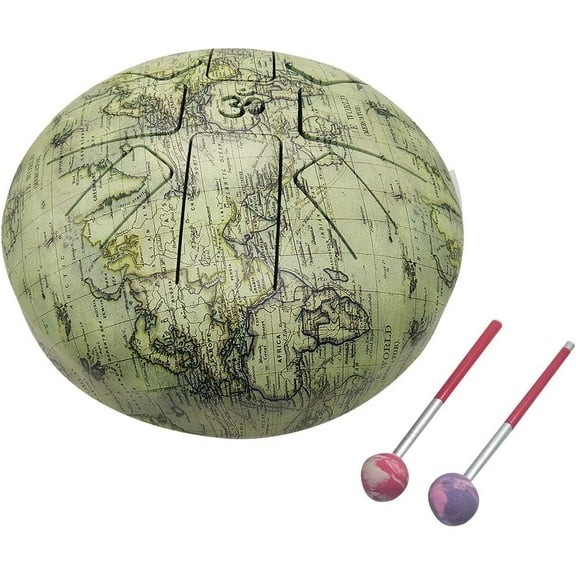 India Meets India OM Tongue Drum Tank Drum Steel Percussion Hangpan Drum Hand drum Musical Instrument with Bag and Mallets Stick (9 Inch, Light Green)