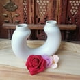 thumbnail image 1 of India Meets India White Ceramic Half Donut Double Mouth Decorative Vases for Home Décor, Center Table, Flowers Pot, Bedroom Side Corners, Living Room Decoration, and Party Centerpiece, 6 x 7 in, 1 of 5