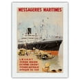 thumbnail image 1 of India Orient Australia South Africa - Messageries Maritimes MM - Vintage Ocean Liner Travel Poster by Albert Brenet c.1950s - Japanese Unryu Rice Paper Art Print 24 x 32 in, 1 of 4