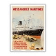 thumbnail image 1 of India Orient Australia South Africa - Messageries Maritimes MM - Vintage Ocean Liner Travel Poster by Albert Brenet c.1950s - Master Art Print (Unframed) 9in x 12in, 1 of 4