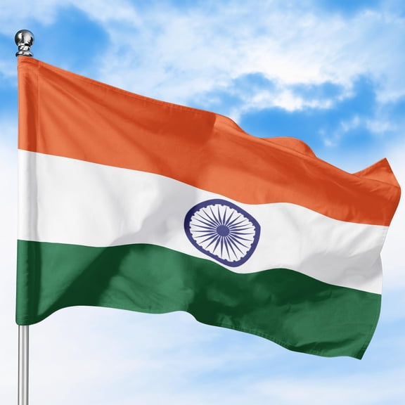 India Outdoor Flag (3x5ft) by DreamController - Durable, Fade-Resistant Polyester, Double-Stitched, Brass Grommets - HD Printed South Asia Flag - Made in USA