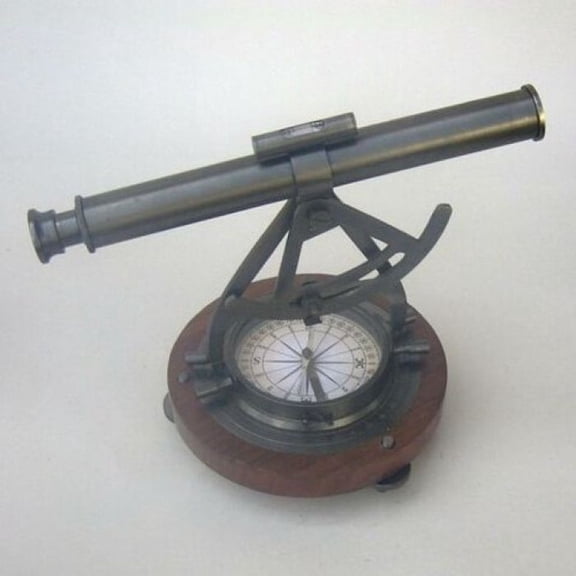 India Overseas Trading BR 48400 Alidade Theodolite Compass, Wooden Base
