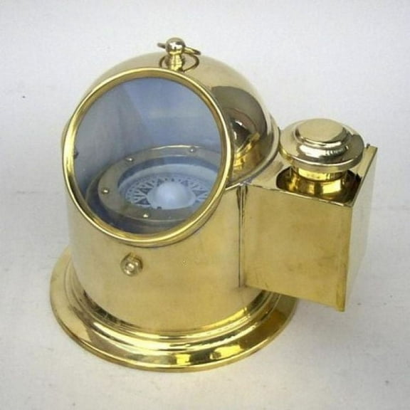 India Overseas Trading BR4845 - Brass Binnacle Compass With Oil Lamp