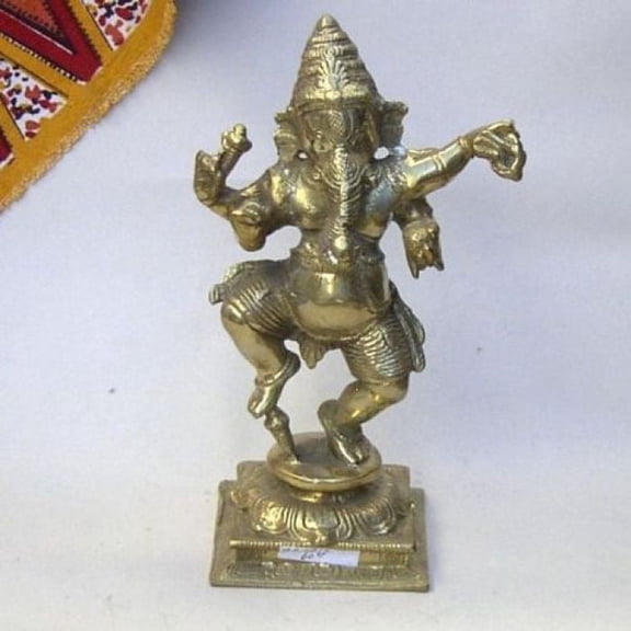 India Overseas Trading BR5012 - Dancing Ganesh Statue (Plain or Antique)