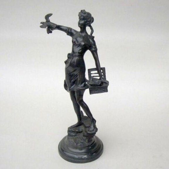 India Overseas Trading BRZ5010 - Girl With Bird, Bronze