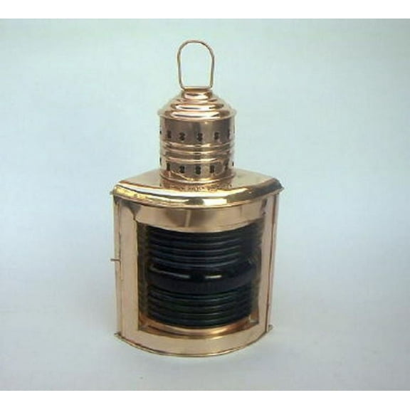 India Overseas Trading CO1528 - Copper Ship Lamp Large, Red (Port) with Oil Lamp.