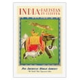 thumbnail image 1 of India and Pakistan by Clipper - Pan American World Airways - Vintage Airline Travel Poster by Charles Baskerville c.1949 - Fine Art Rolled Canvas Print 27in x 40in, 1 of 4