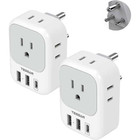 India Plug Adapter 2 Pack, Type D Travel Adapter