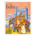 thumbnail image 1 of India - Regal Elephant with a Brightly Colored Howdah (Carriage) - Vintage Travel Poster by S. Hall c.1960s - Fine Art Matte Paper Print (Unframed) 16x20in, 1 of 4