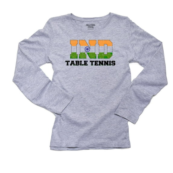 India Table Tennis - Olympic Games - Rio - Flag Women's Long Sleeve Grey T-Shirt