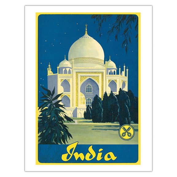 India - Taj Mahal - Agra Uttar Pradesh - Vintage Travel Poster c.1930s - Fine Art Matte Paper Print (Unframed) 20x26in