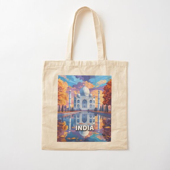 India Taj Mahal Canvas Tote Bags, Reusable Shopping Bag