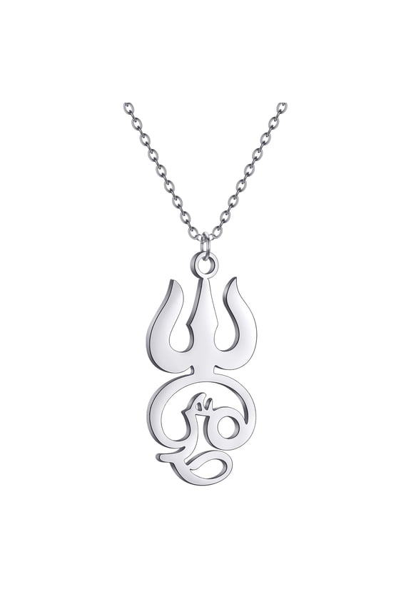 India Tamil Om Sign Pendant Necklace For Women OM Symbol Stainless Steel Chain Necklaces Indian Jewelry Traditional