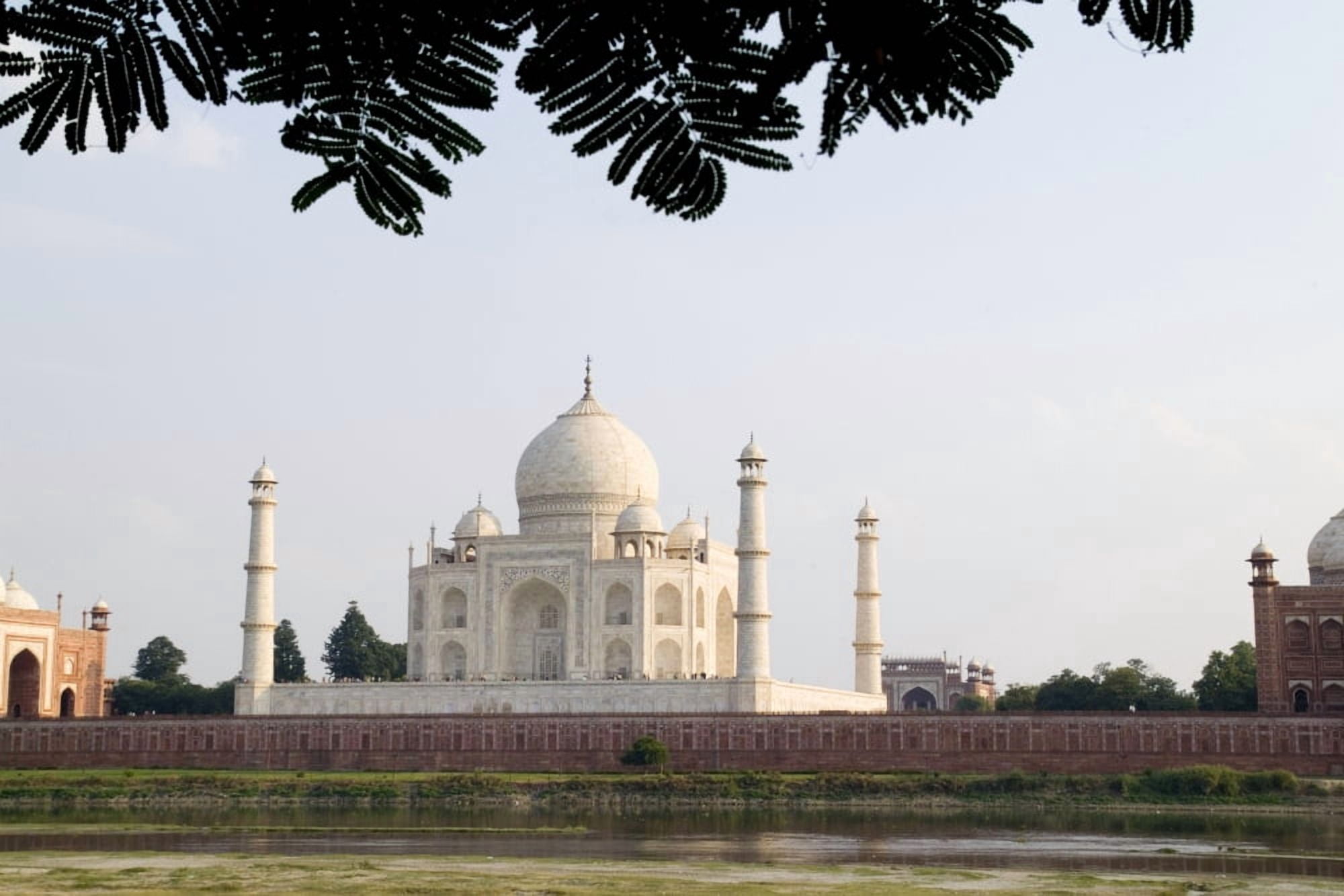 India Temple burial site seen from Yamuna River at sunset Agra Taj Mahal Canvas Art - Bill Bachmann Design Pics (18 x 12)