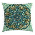 thumbnail image 1 of India Throw Pillow Cushion Cover, Abstract Decorative Flower in Mandala Style Nature Elements Vibrant, Decorative Square Accent Pillow Case, 18 X 18 Inches, Turquoise Teal Light Yellow, by Ambesonne, 1 of 2