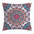 thumbnail image 1 of India Throw Pillow Cushion Cover, Henna Style Floral Circles Paisley Retro Kaleidoscope Image, Decorative Square Accent Pillow Case, 20 X 20 Inches, Turquoise Hot Pink and Light Pink, by Ambesonne, 1 of 2