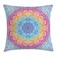 thumbnail image 1 of India Throw Pillow Cushion Cover, Magical Fantastic Design in Vivid Colors Boho Round Figure Blooms Lotus Inspiration, Decorative Square Accent Pillow Case, 24 X 24 Inches, Multicolor, by Ambesonne, 1 of 2