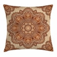 thumbnail image 1 of India Throw Pillow Cushion Cover, Mehndi Style Floral Flower with Abstract Paisley Backdrop Art Print, Decorative Square Accent Pillow Case, 24 X 24 Inches, Light Brown and Dark Brown, by Ambesonne, 1 of 2