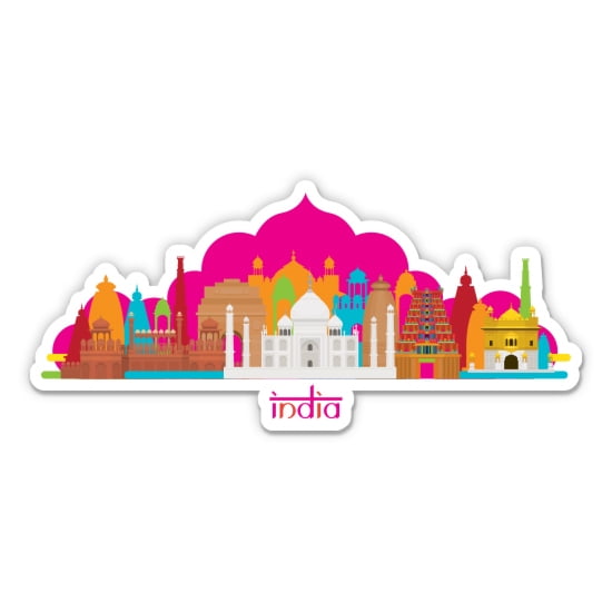 India Travel - 3" Vinyl Sticker - For Car Laptop Water Bottle Phone - Waterproof Decal