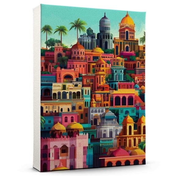 India Travel Canvas, India Canvas Print vintage, Colorful India Decor City Road, India Pictures Wall Art - 102AZ625