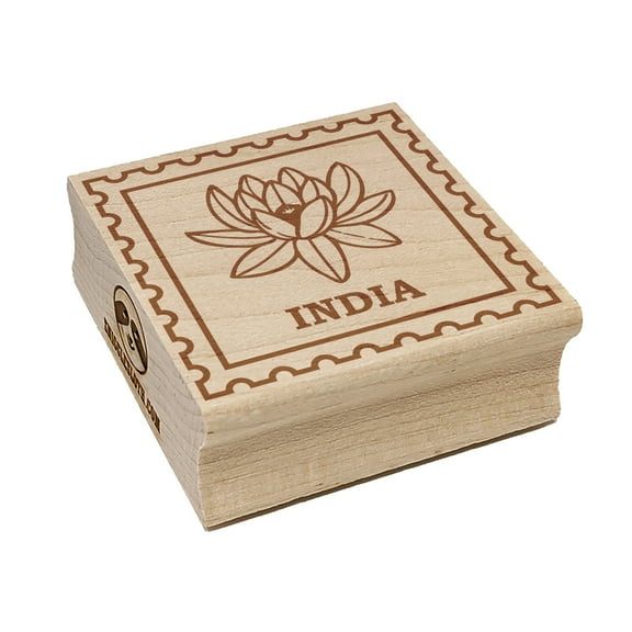 India Travel Lotus National Flower Square Rubber Stamp Stamping Scrapbooking Crafting - Small 1.25in