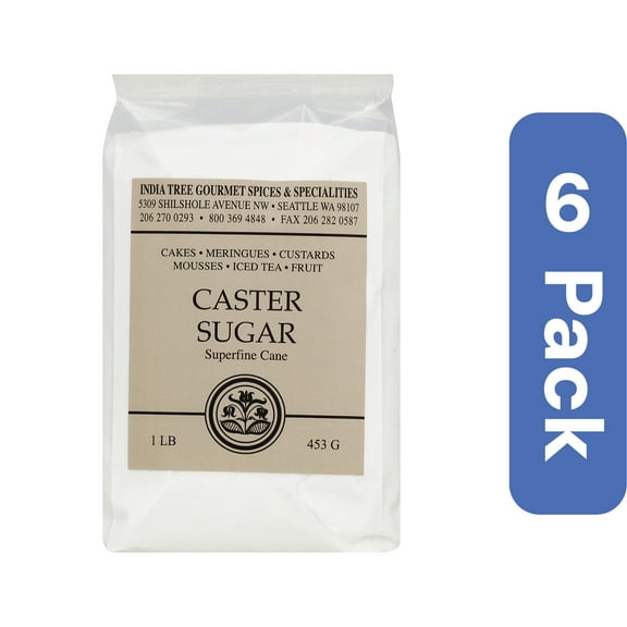 India Tree Caster Sugar Fine 12 oz (Pack of 6)